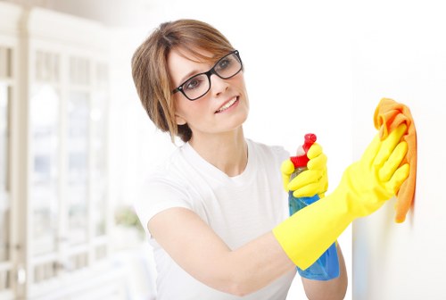 Local window cleaner working on a residential property