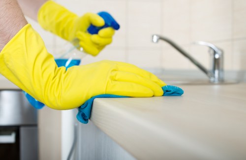 Risk assessment process being reviewed before a cleaning task begins